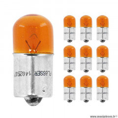 Ampoules (x10) standard 12v 10w culot ba15s norme r10w graisseur orange (clignotants) marque Flosser