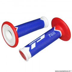 Revêtements poignées marque ProGrip off road 788 triple densite spécial edition blanc-bleu-rouge 115mm (cross-mx)