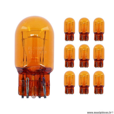 Ampoules (x10) standard 12v 21-5w culot w3x16q norme w21-5w t20 wedge orange (compteur et clignotants) marque Flosser