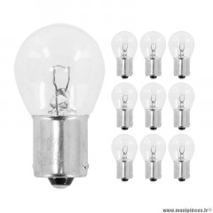 Ampoules (x10) standard 12v 15w culot ba15s norme p21w blanche (clignotant) marque Flosser