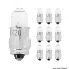 Ampoules (x10) standard 6v 1,2w culot ba7s norme t4w temoin blanc (feu de position) marque Flosser