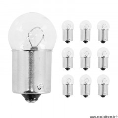 Ampoules (x10) standard 12v 21w culot ba15s norme r10w graisseur blanc (feu de position) marque Flosser