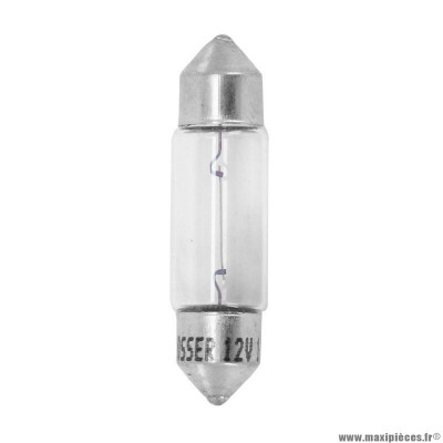 Ampoule standard 12v 10w culot sv 8.5-8 (11x35) norme c5w navette blanc (feu de position) marque Flosser