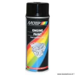 Bombe de peinture marque Motip pro haute temperature moteur noir brillant aérosol 400ml (04092)