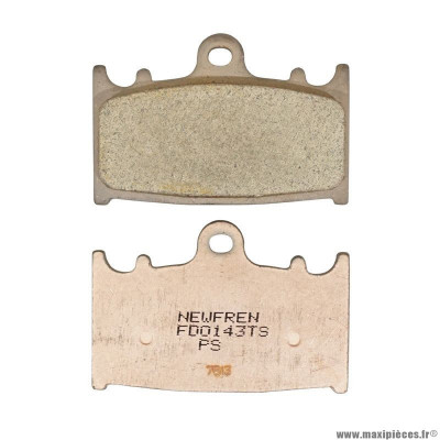 Plaquette de frein marque Newfren pour moto kawasaki 600 zx-6 r ninja 1994-1997 avant / suzuki 1250 gsf bandit 2007-2012 avant, 750 gsx-r 2000-2003 avant (l 70mm - h 46mm - p 8mm) (fd0143ts) (touring metal fritte)