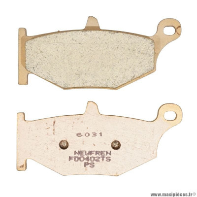 Plaquette de frein marque Newfren pour moto suzuki 600 gsx-r 2006-2010 arrière, 1300 gsx-r hayabusa après 2008 arrière, 400 gsr après 2006 arrière (l 89.2mm - h 39.3mm - p 9.7mm) (fd0402ts) (touring metal fritte)