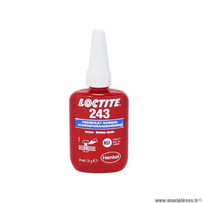 Frein filet normal marque Loctite 243 à resistance moyenne (flacon 24 ml sous blister)