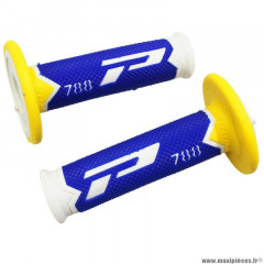 Revêtements poignées marque ProGrip off road 788 triple densite spécial edition blanc-bleu-jaune 115mm (cross-mx)