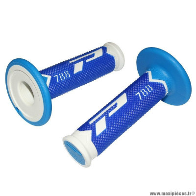 Revêtements poignées marque ProGrip off road 788 triple densite spécial edition blanc-bleu-bleu light 115mm (cross-mx)