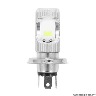 Ampoule à led h4 12v 12w culot p43t 300 lumens 8000k éclairage blanc smd avec radiateur alu argent (code-phare) marque Replay