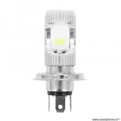 Ampoule à led h4 12v 12w culot p43t 300 lumens 8000k éclairage blanc smd avec radiateur alu argent (code-phare) marque Replay
