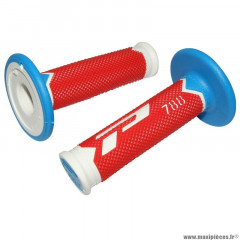 Revêtements poignées marque ProGrip off road 788 triple densite spécial edition blanc-rouge-bleu light 115mm (cross-mx)