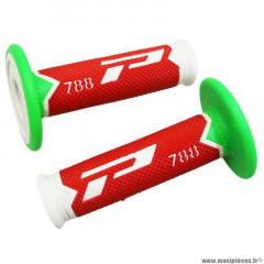 Revêtements poignées marque ProGrip off road 788 triple densite spécial edition fluo design blanc-rouge-vert fluo 115mm (cross-mx)