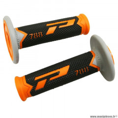 Revêtements poignées marque ProGrip off road 788 triple densite base color orange-noir-gris 115mm (cross-mx)