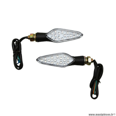 Clignotants à led x2 moto avoc hiro 18 leds base abs transparent-noir (l 99mm - h 30mm - l 40mm)