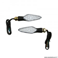 Clignotants à led x2 moto avoc hiro 18 leds base abs transparent-noir (l 99mm - h 30mm - l 40mm)