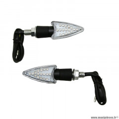 Clignotants à led x2 moto avoc hino base abs transparent-noir 17 leds (l 58mm - h 28mm - l 45mm)