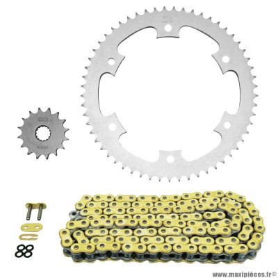 Kit chaine pour moto yamaha 125 dt r 1999-2003, 125 dt re 2004-2007 428 16x57 (diamètre couronne 152-175-8.5) (démultiplication origine) marque Afam