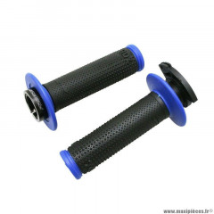 Revêtements poignées marque ProGrip off road 708 double densite noir-bleu 115mm (avec lock on - livrer avec 5 embouts) (cross-mx)