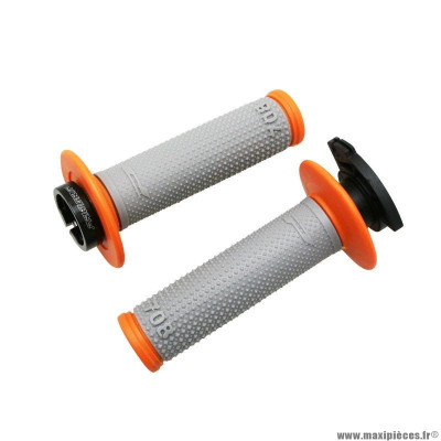 Revêtements poignées marque ProGrip off road 708 double densite gris-orange 115mm (avec lock on - livrer avec 5 embouts) (cross-mx)