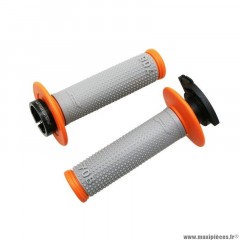 Revêtements poignées marque ProGrip off road 708 double densite gris-orange 115mm (avec lock on - livrer avec 5 embouts) (cross-mx)