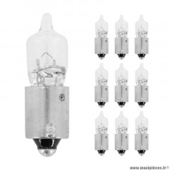 Ampoules (x10) halogène miniature h6w 12v 6w culot bax9s temoin ergots decales blanc (clignotant) marque Flosser