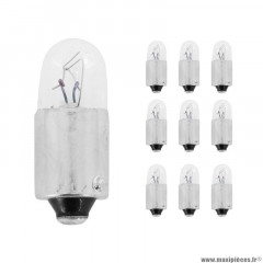 Ampoules (x10) standard 12v 2w culot ba9s norme 53 temoin blanc (feu de position) marque Flosser