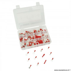 Cosse électrique pre-isolee universelle rouge pour section fil 0,5 à 1,5mm² (assortiment) (coffret de 165 pièces)