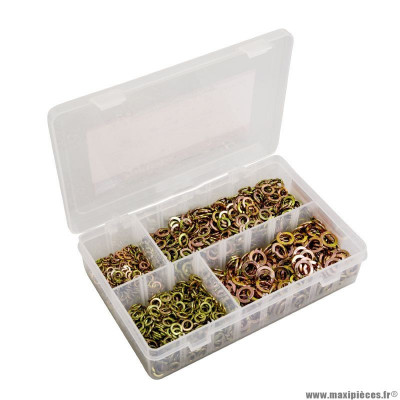 Rondelle fendue diamètre 5 - 6 - 8 - 10mm (assortiment) (boite de 1200 pièces)