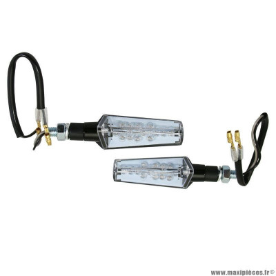 Clignotants à led x2 moto avoc sendai 13 leds base metal transparent-noir (l 86mm - h 27mm - l 33mm)