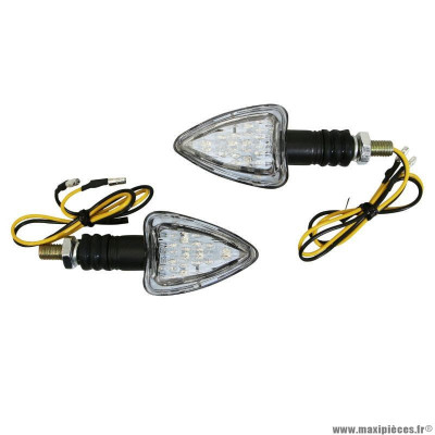 Clignotants à led x2 moto avoc aso 13 leds base abs transparent-noir (l 78mm - h 37mm - l 27mm)