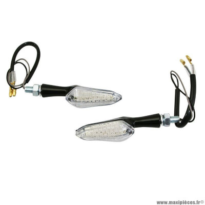 Clignotants à led x2 moto avoc handa 24 leds base metal transparent-noir (l 87mm - h 25mm - l 30mm)