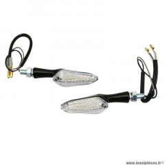 Clignotants à led x2 moto avoc handa 24 leds base metal transparent-noir (l 87mm - h 25mm - l 30mm)