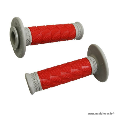 Revêtements poignées marque ProGrip off road 783 double densite base gris-rouge 115mm (cross-mx)