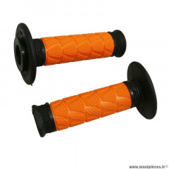 Revêtements poignées marque ProGrip off road 783 double densite base noir-orange 115mm (cross-mx)