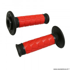 Revêtements poignées marque ProGrip off road 783 double densite base noir-rouge 115mm (cross-mx)