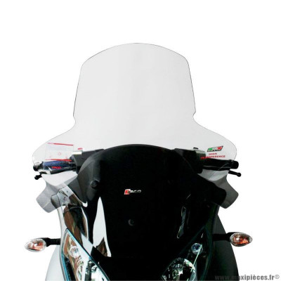 Pare brise pour maxi-scooter piaggio 300 mp3 après 2014, 500 mp3 après 2014 transparent avec serigraphie (h 745mm - l 740mm) marque Faco