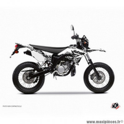 Kit Déco autocollant-sticker predator blanc pour 50 à boite mbk 50 xlimit 2007-2011 / yamaha 50 dt 2007-2011 - kutvek