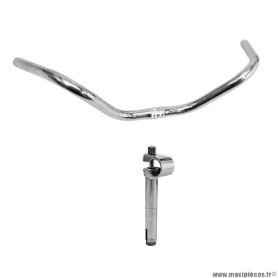 Guidon pour mobylette solex avec potence chrome (cintre + potence)