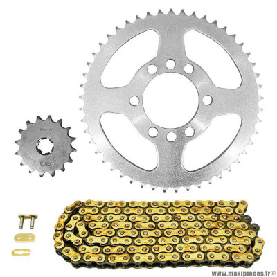 Kit chaine pour moto yamaha 125 dt mx 1978-1991 428 16x49 (diamètre couronne 62-80-10.5) (démultiplication origine) marque Afam
