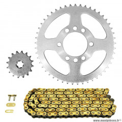 Kit chaine pour moto yamaha 125 dt mx 1978-1991 428 16x49 (diamètre couronne 62-80-10.5) (démultiplication origine) marque Afam