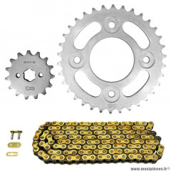 Kit chaine pour moto honda 125 msx 2013-2017, msx abs 2017-2020 420 15x34 (diamètre couronne 58-90-8.5) (démultiplication origine) marque Afam