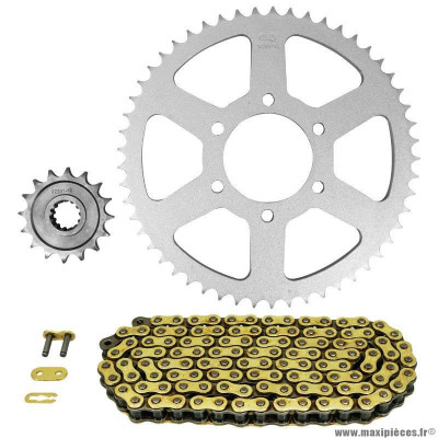 Kit chaine pour moto suzuki 125 dr s 1985-1994 428 16x53 (diamètre couronne 64-84-8.5) (démultiplication origine) marque Afam