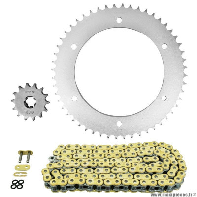 Kit chaine pour moto hyosung 125 comet gt r 2003-2015 428 14x52 (diamètre couronne 142-164-8.5) (démultiplication origine) marque Afam