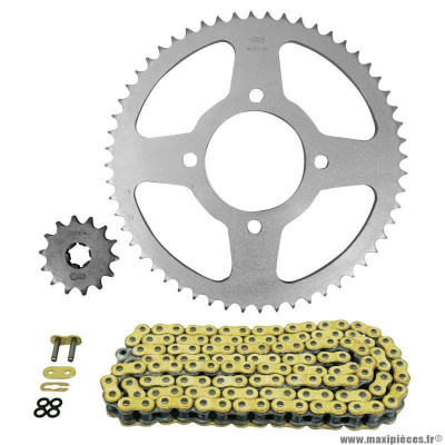 Kit chaine pour moto suzuki 125 vl intruder 1999-2008 428 14x56 (diamètre couronne 76-100-10.5) (démultiplication origine) marque Afam