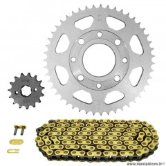 Kit chaine pour moto honda 125 cb 1972-1976, k5 1975-1981, jx 1975-1979 428 15x47 (diamètre couronne 58-90-8.5-10.5) (démultiplication origine) marque Afam