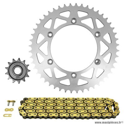 Kit chaine pour moto yamaha 125 yz 2005-2020 520 13x48 (diamètre couronne alu 130-150-8.5) (démultiplication origine) marque Afam