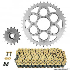 Kit chaine pour moto ducati 1200 multistrada 2010-2017, multistrada s 2010-2017, multi strada abs 2010-2017 530 15x40 (diamètre couronne 60-110-38) (démultiplication origine) marque Afam