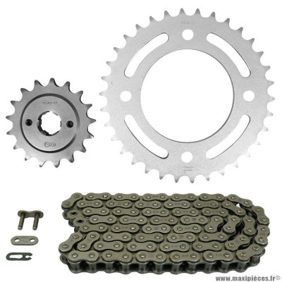 Kit chaine pour moto honda 500 cb f 1975-1977, cb 1975-1977 530 17x34 (diamètre couronne 94-124-10.5) (démultiplication origine) marque Afam