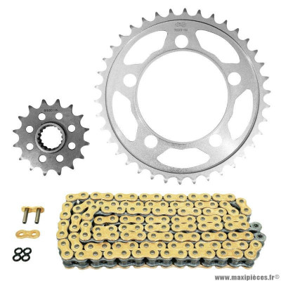 Kit chaine pour moto ktm 990 super duke 2005-2012, r super duke r 2007-2013 525 16x38 (diamètre couronne 101-124-14.25) (démultiplication origine) marque Afam